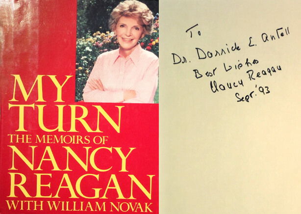 Nancy Reagan signed copy of My Turn to Dr. Antell.