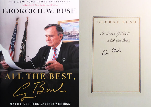 Personal note to Dr. Antell and signed copy in George H.W. Bush's book titled All the Best.