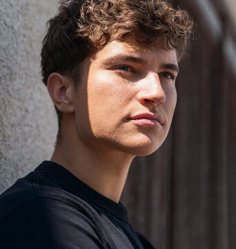 man with wavy hair