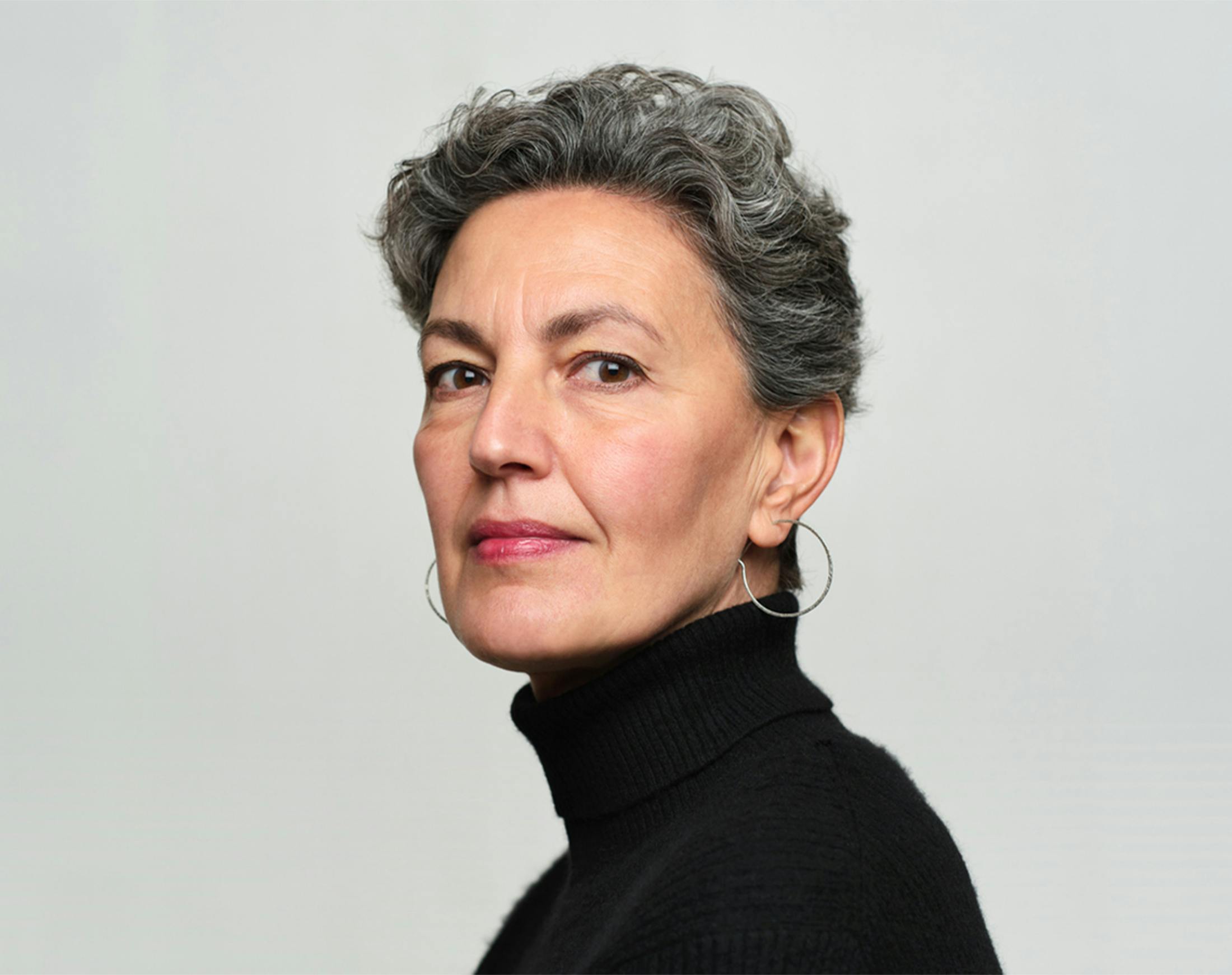 older woman looking into the camera