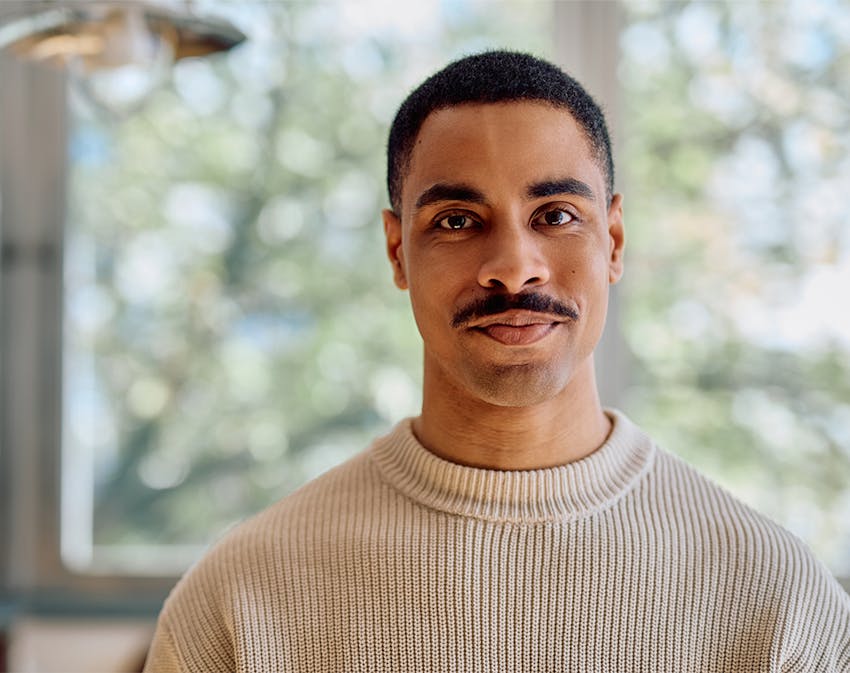 man looking into the camera