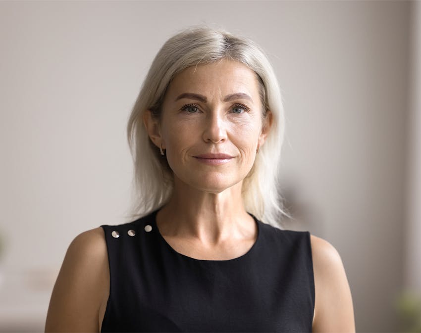 older woman looking into the camera