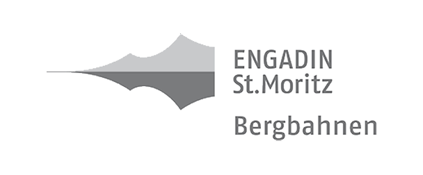 Das Logo der Engadin St. Moritz Bergbahnen in Schwarz-Weiss.
