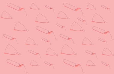 Illustration of tampons and menstrual cups