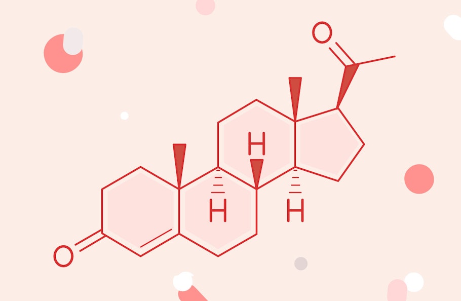 Diagram of the molecular structure of progesterone.