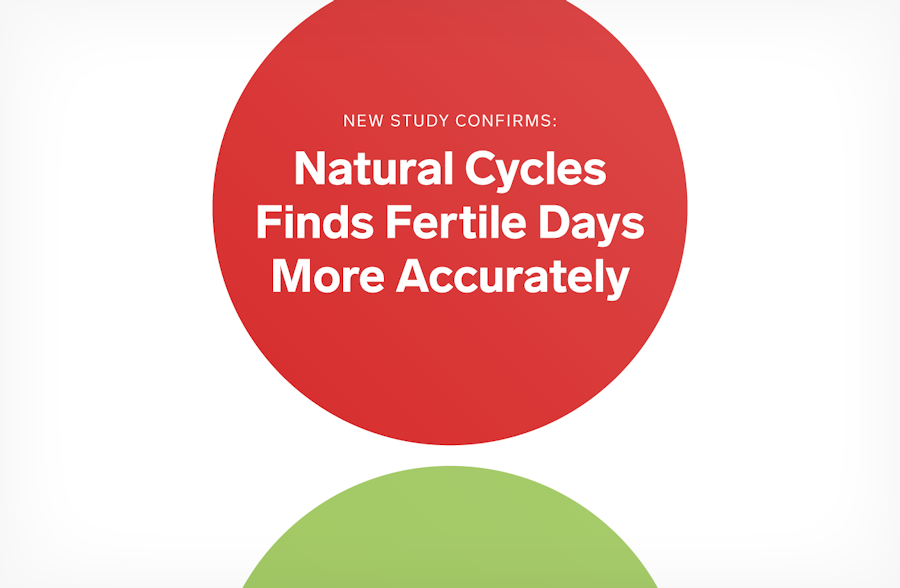 A red and a green circle with the text 'Natural Cycles finds fertile days more accurately'