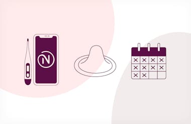 Natural family planning illustrated with Natural Cycles, a condom and a calendar