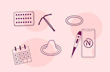 what is birth control? Illustration showing different methods of hormonal and non-hormonal birth control