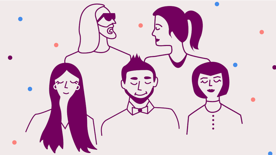 Illustration of 5 different people 