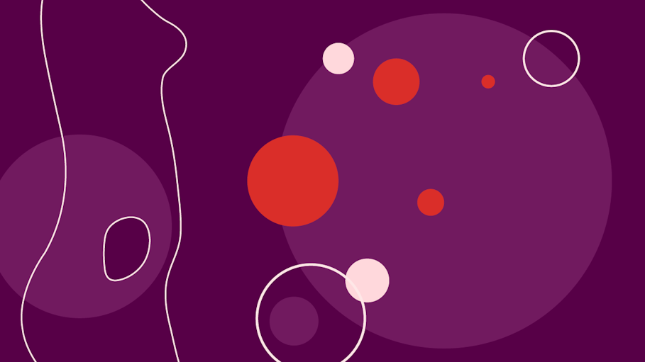 Pregnant silhouette with circles of red, purple and white