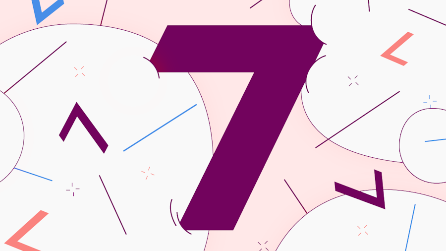 illustration of a number 7 pressed against other round shapes