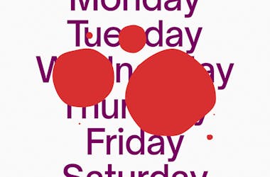 Days of the week written down with bloody blobs partially covering them