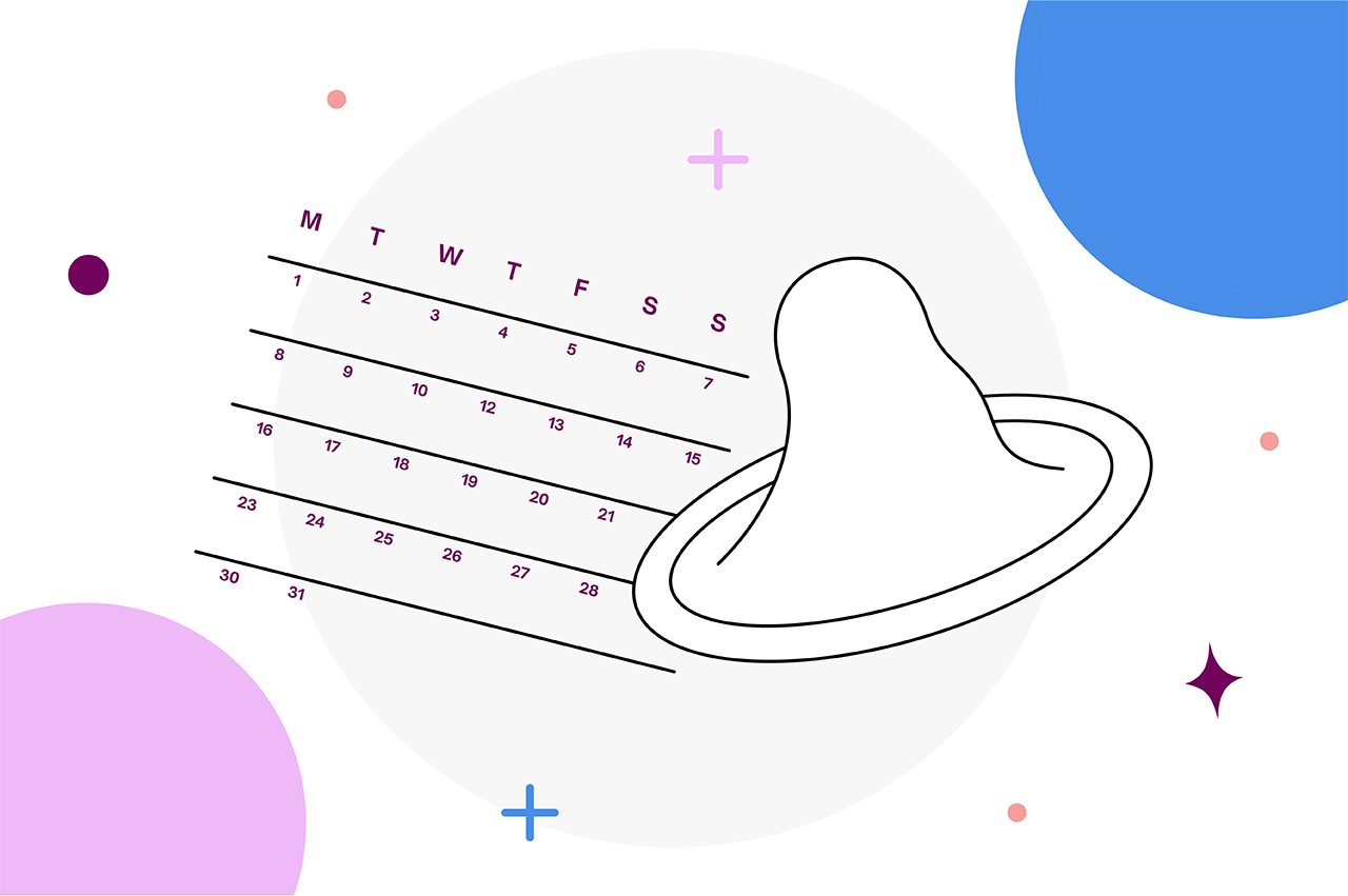 Illustration of a condom and a calendar
