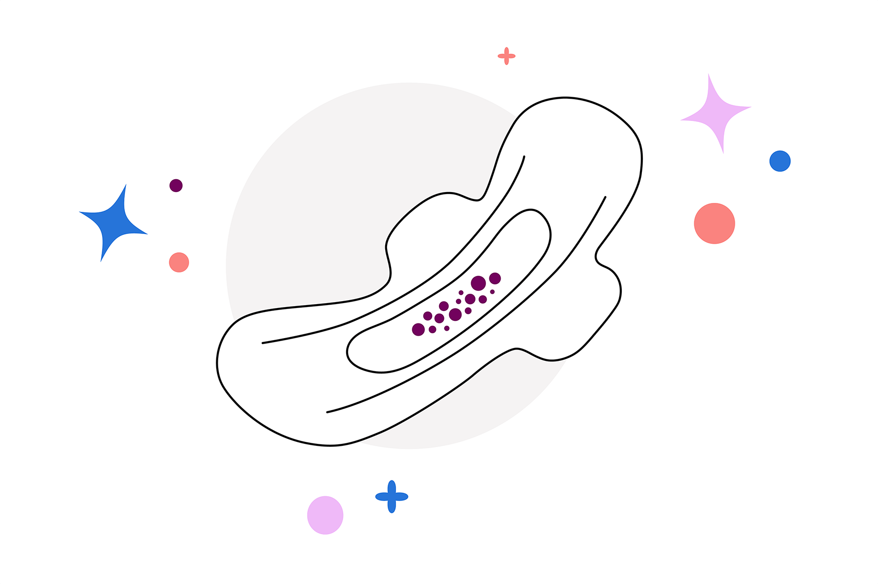 Illustration of breakthrough bleeding on a menstrual pad