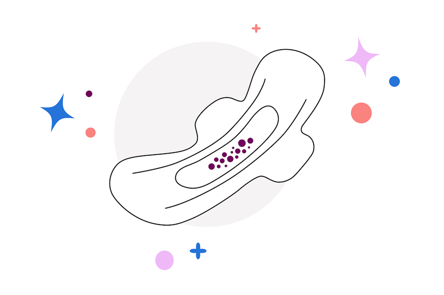 Illustration of breakthrough bleeding on a menstrual pad