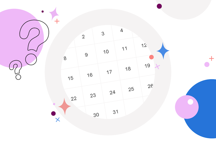 Illustration showing a calendar alongside 2 questions marks and an egg cell