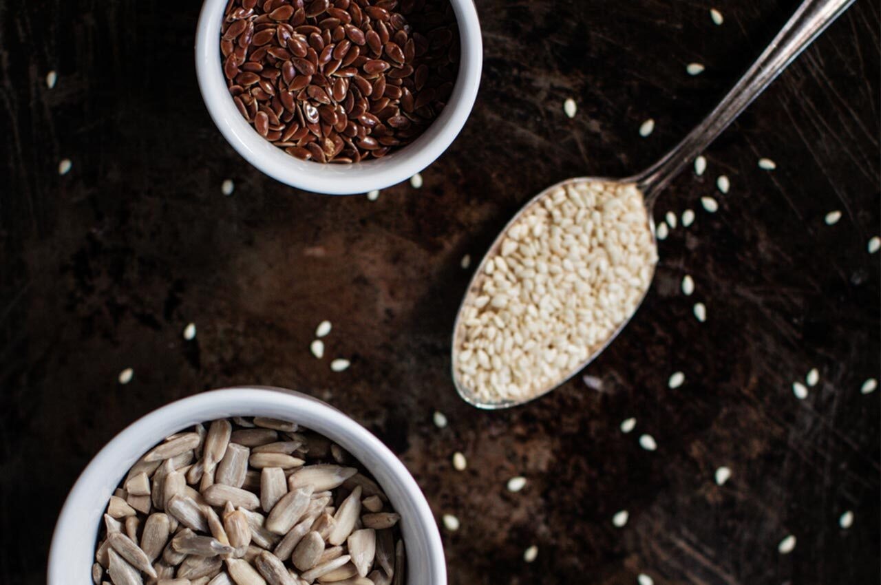 Seeds including sunflower and flaxseeds