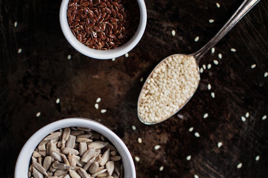 Seeds including sunflower and flaxseeds