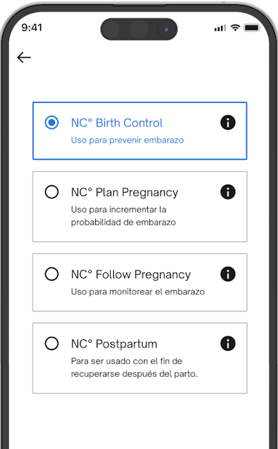 Cambiar el modo de uso de la app Natural Cycles
