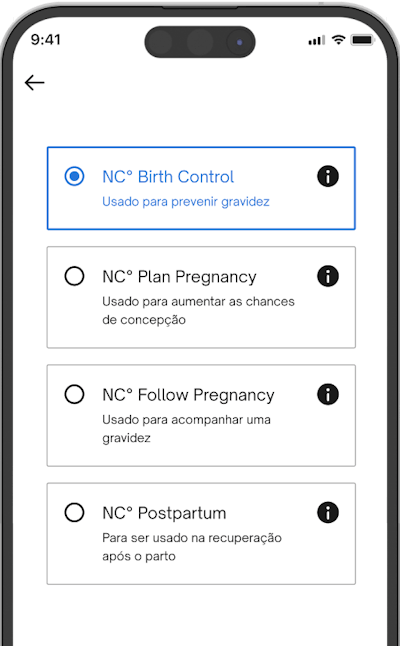 Alteração do modo no aplicativo Natural Cycles