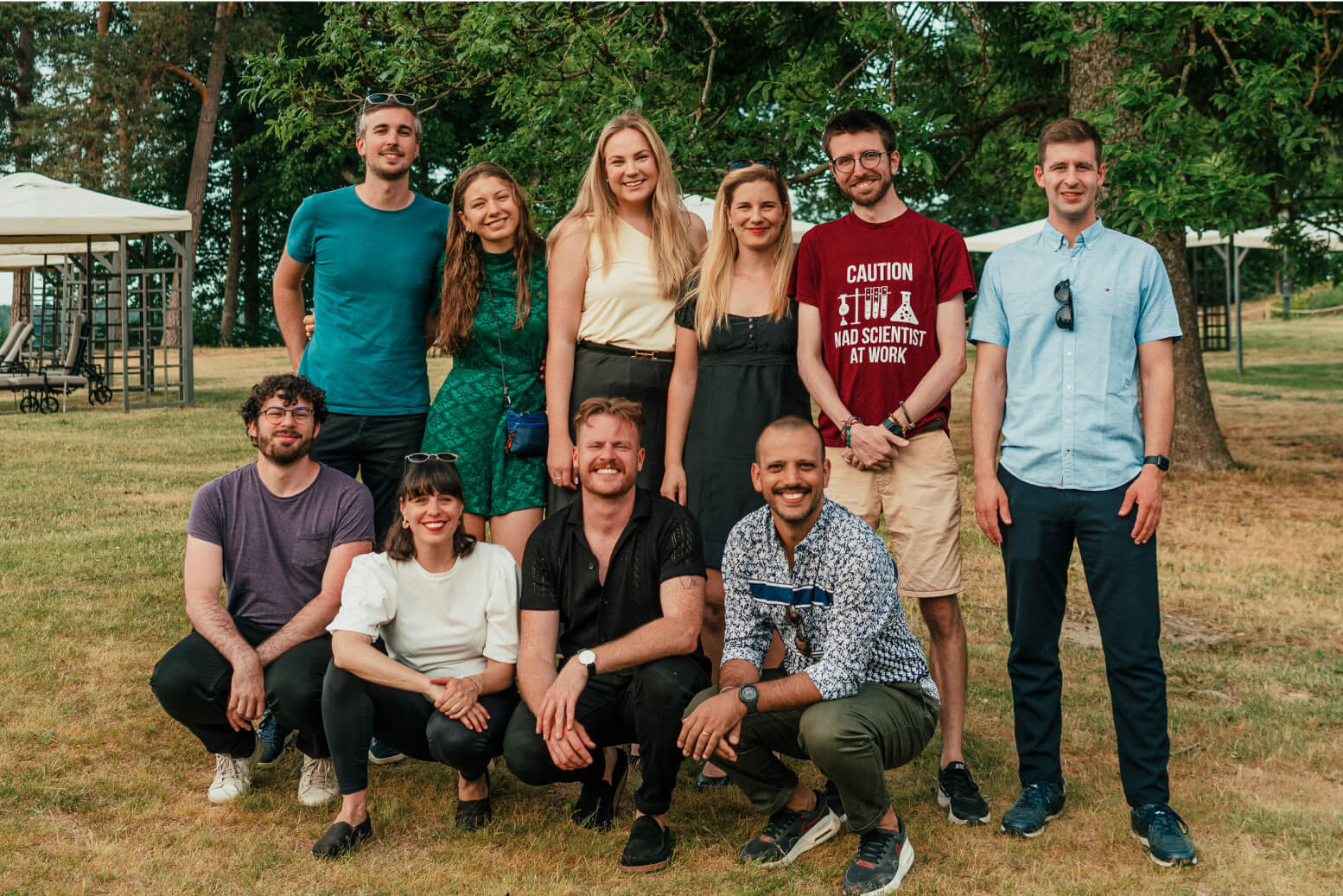 Science team standing together and smiling
