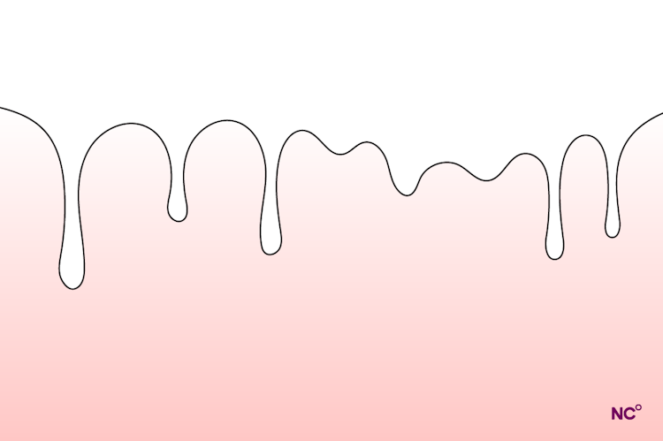 illustration of white fluid dripping down a red backdrop