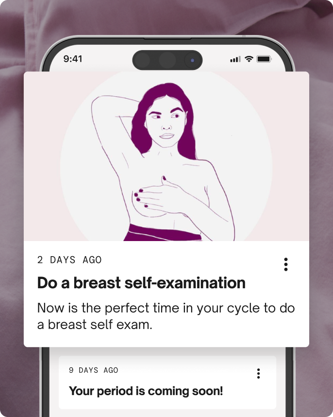 Breast self examination mobile image in app