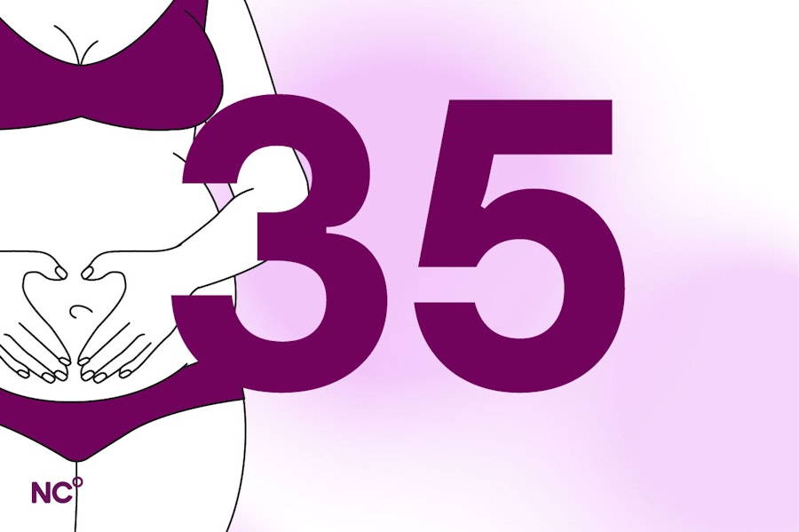 pregnant belly with the number 35 next to it