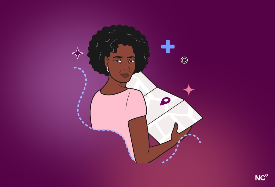 woman navigating a map