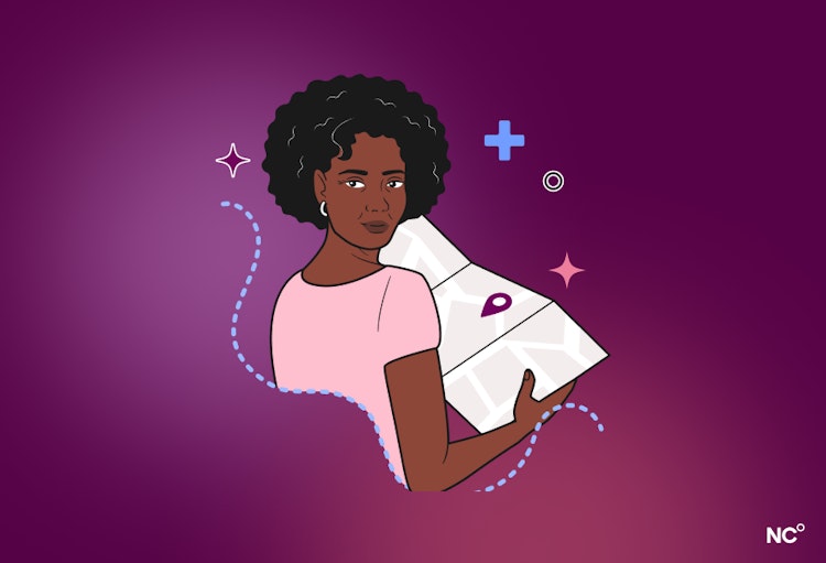 woman navigating a map