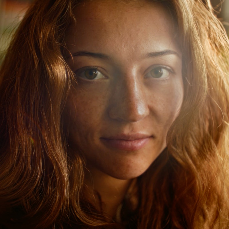 Woman smiling to camera