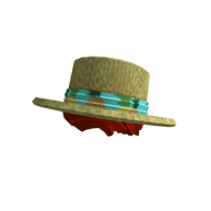 Roblox - Tropical Straw Hat with Red Hair