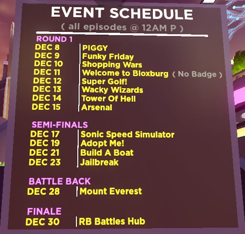 RB Battles Season 3 Schedule image