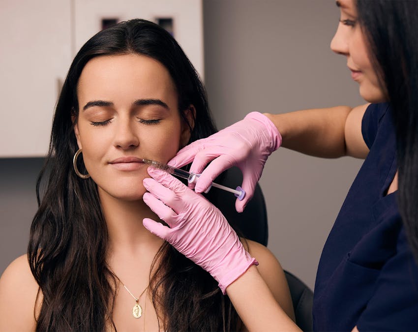 patient getting lip injection