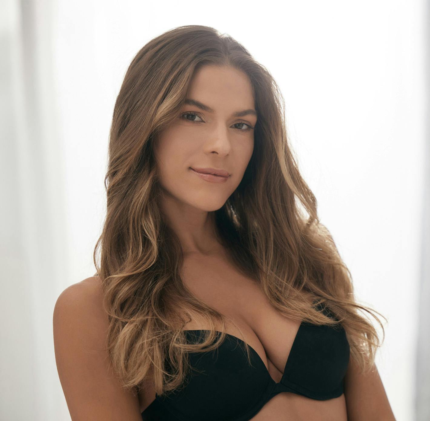 woman in black bra