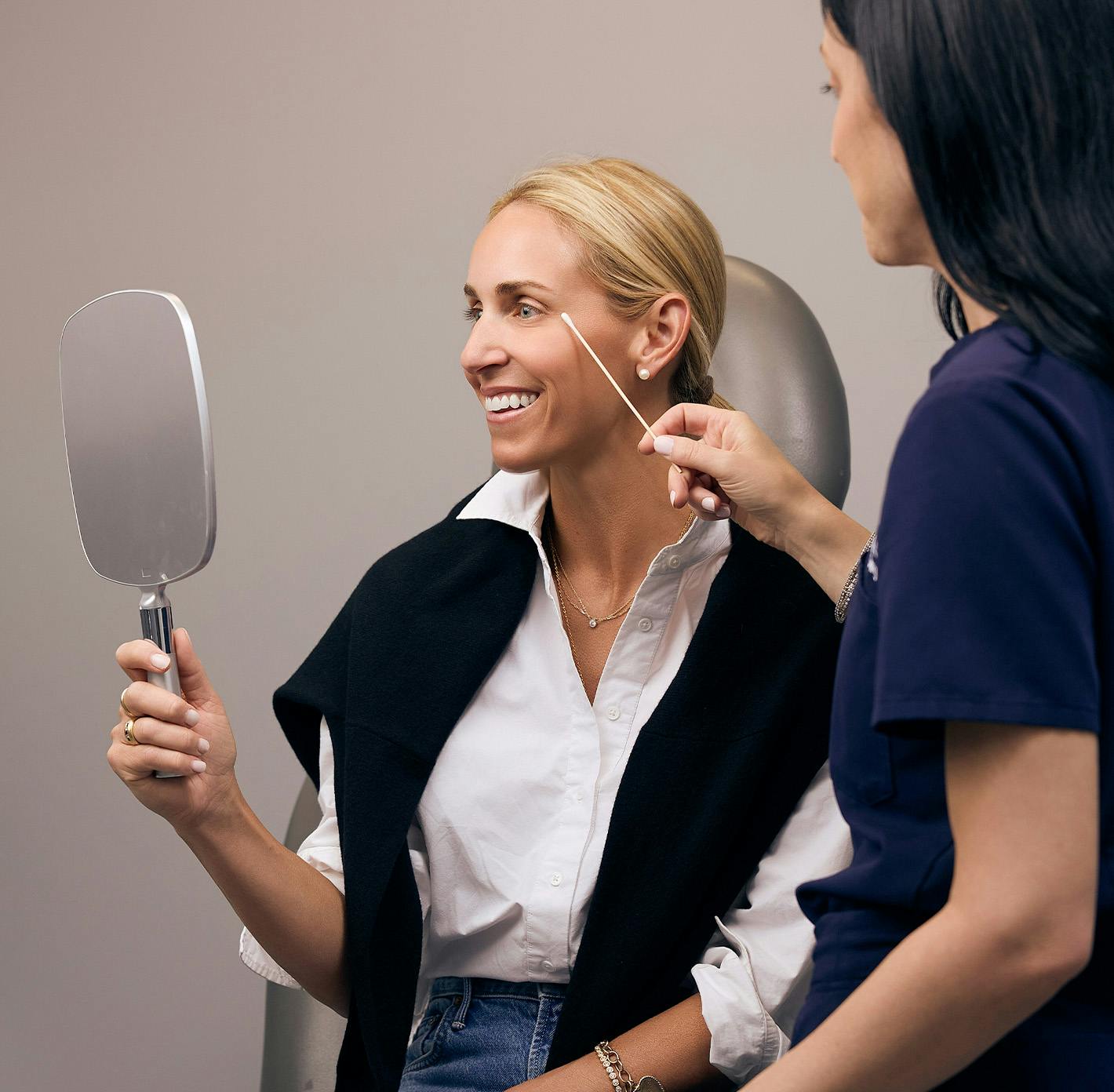 patient holding mirror
