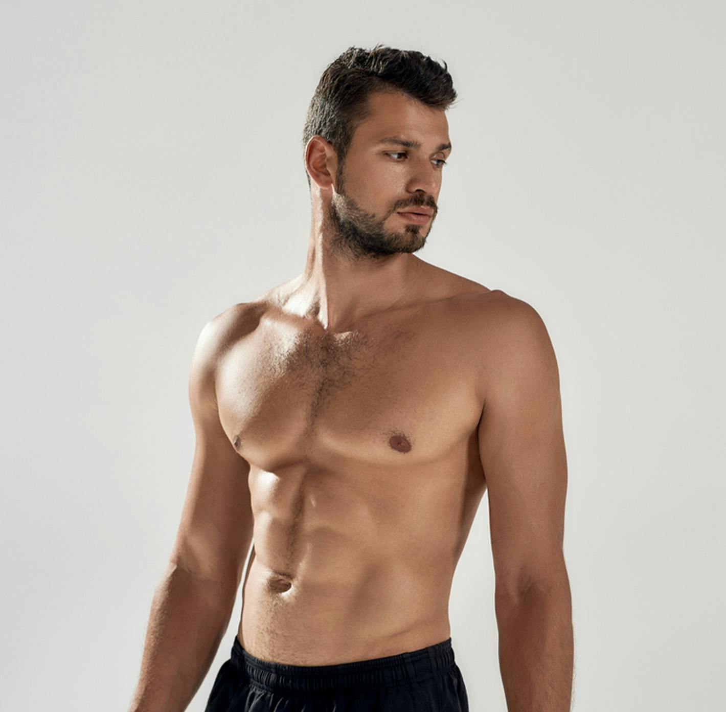 shirtless man