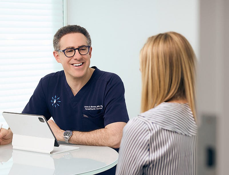 Bryn Mawr plastic surgeon, Dr. Jason Bloom with patient