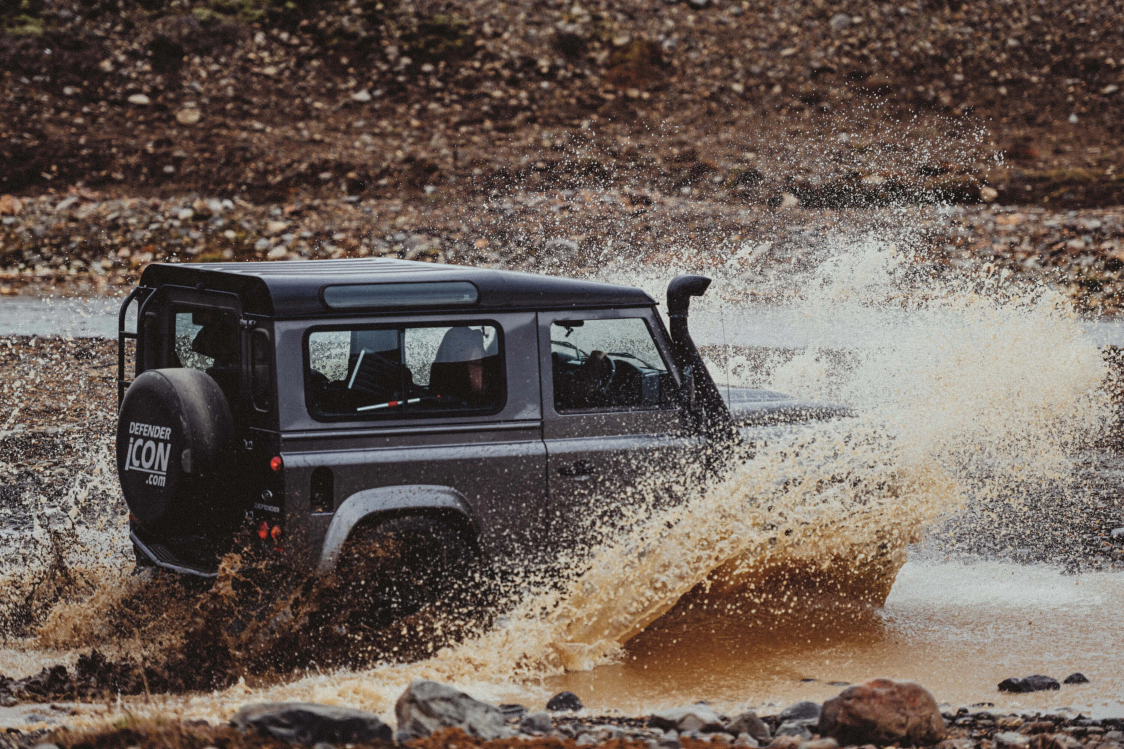 Jeep going over river