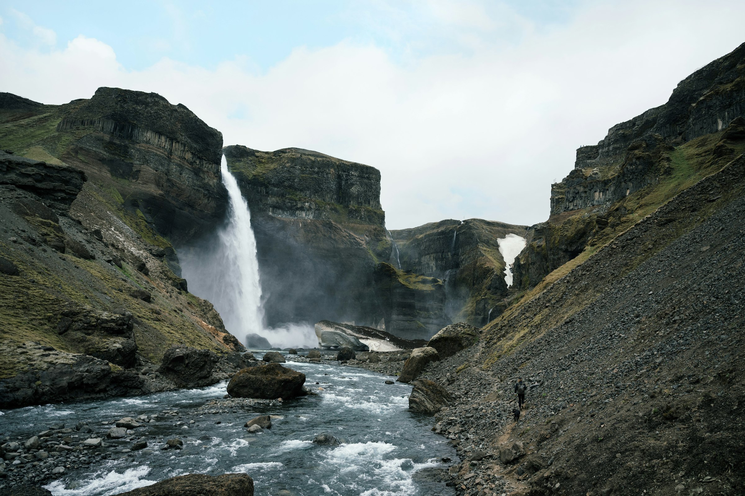 Háifoss and Granni waterfalls Háifoss and Granni as seen from the ground