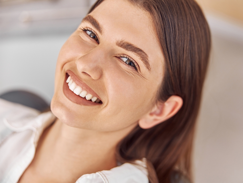 model smiling