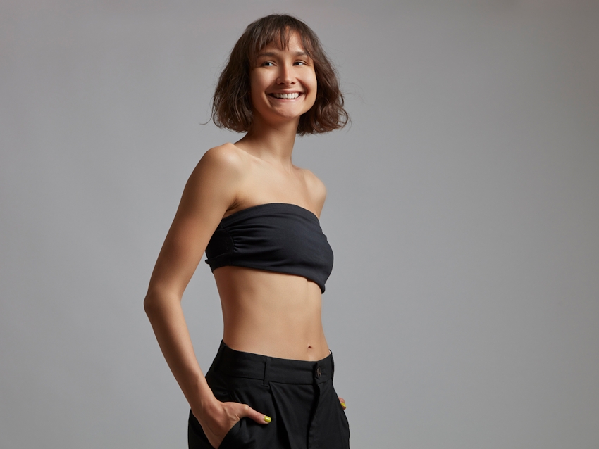 model posing and smiling