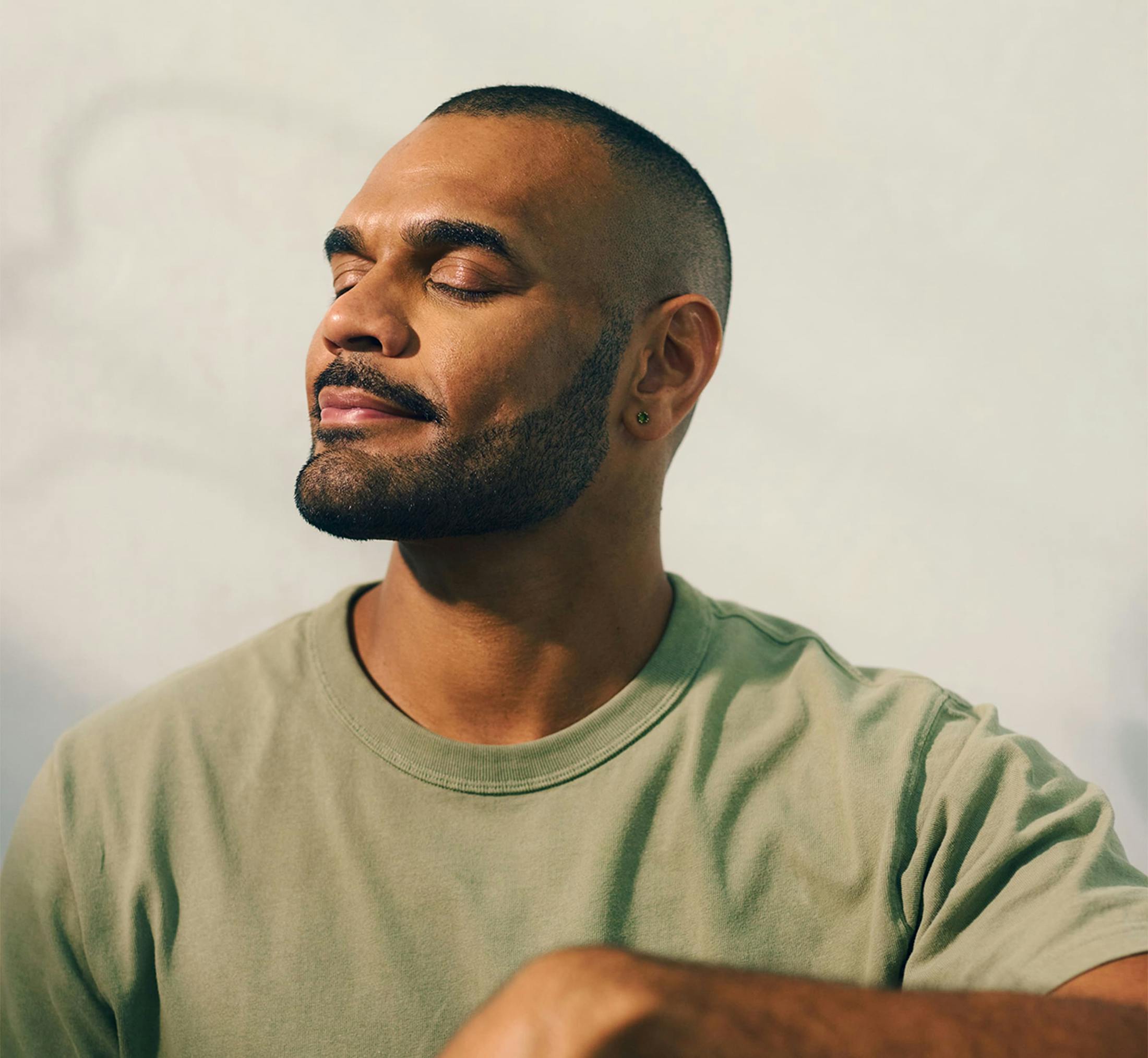 Man with eyes closed