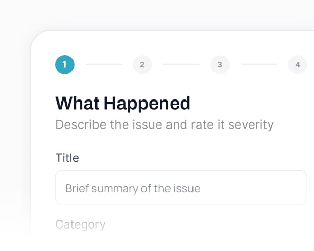 What Happened report form preview