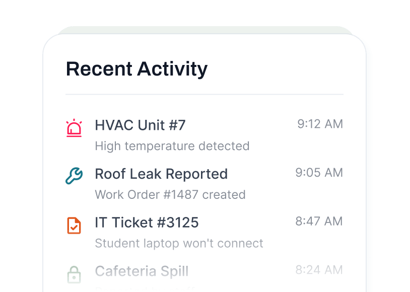K-12 recent activity feed preview
