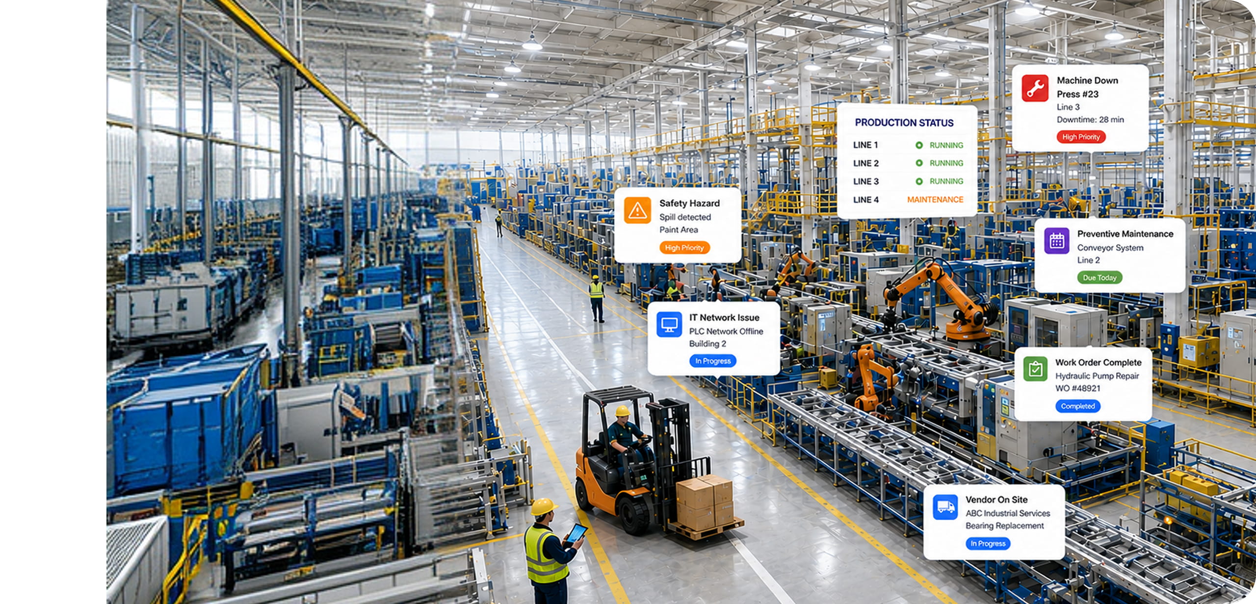 Manufacturing plant operations team at work
