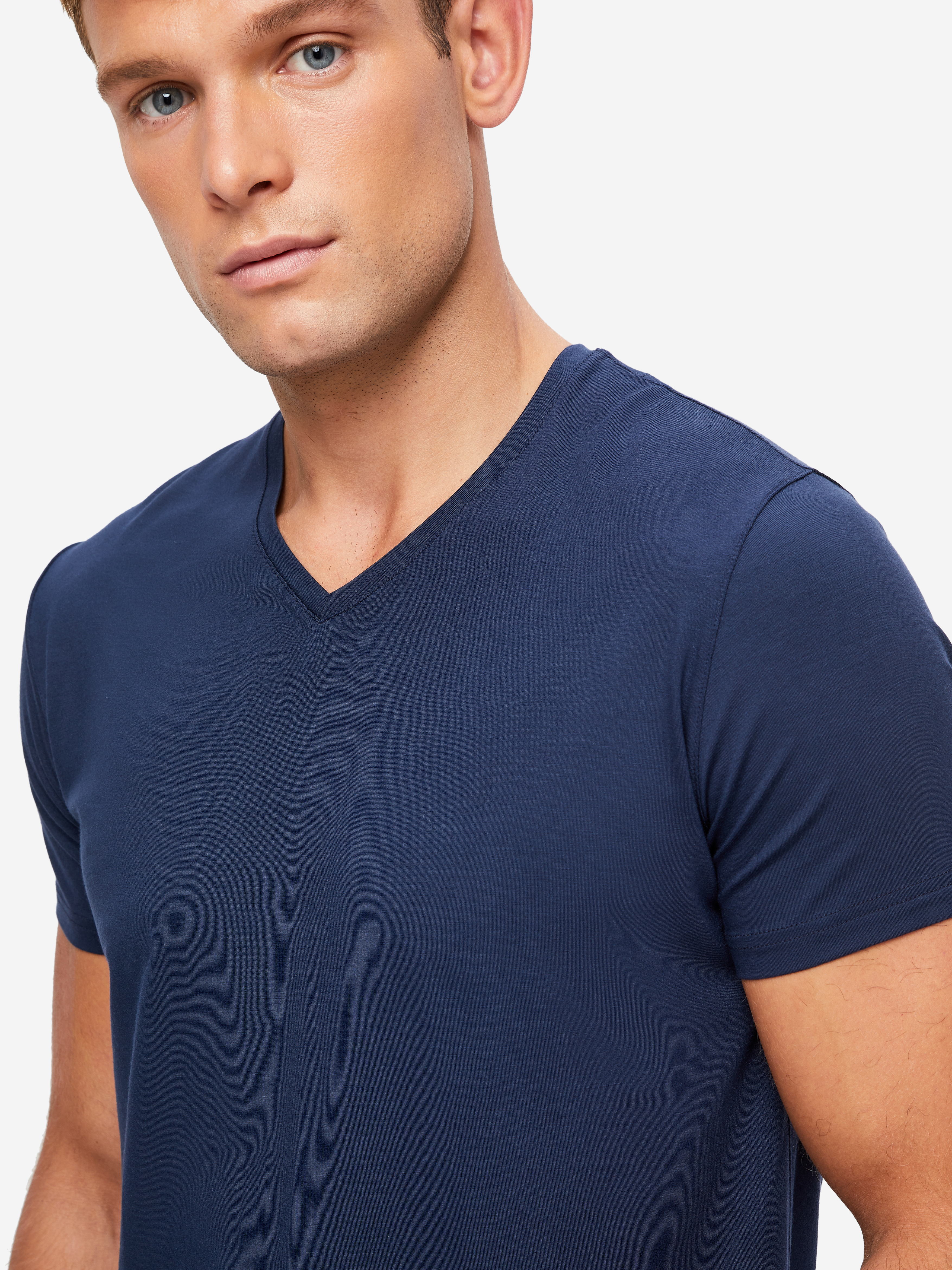 Mens navy blue v neck t shirt top