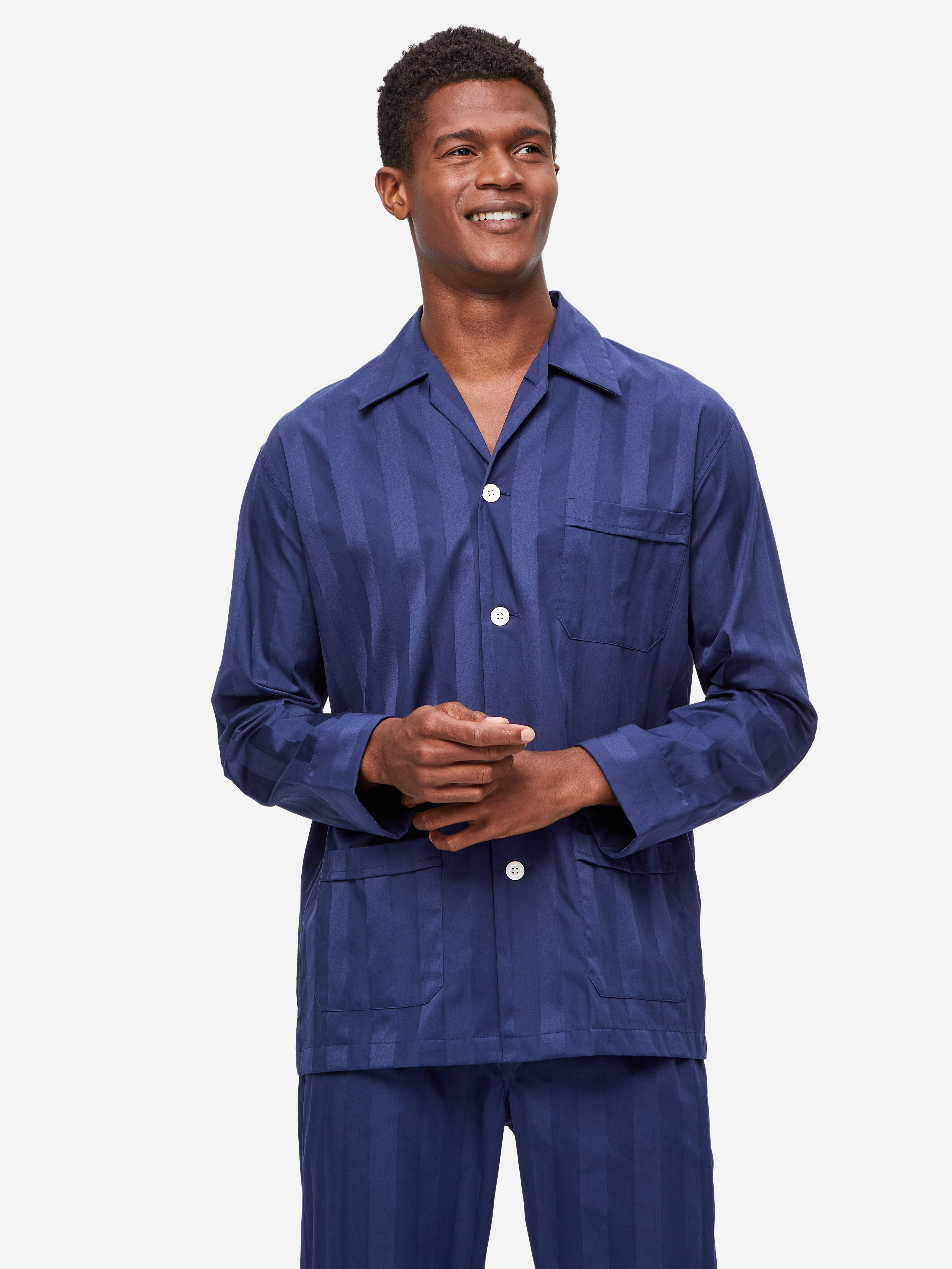 Lingfield Pure Cotton Navy Classic Fit Men s Pyjamas Derek Rose