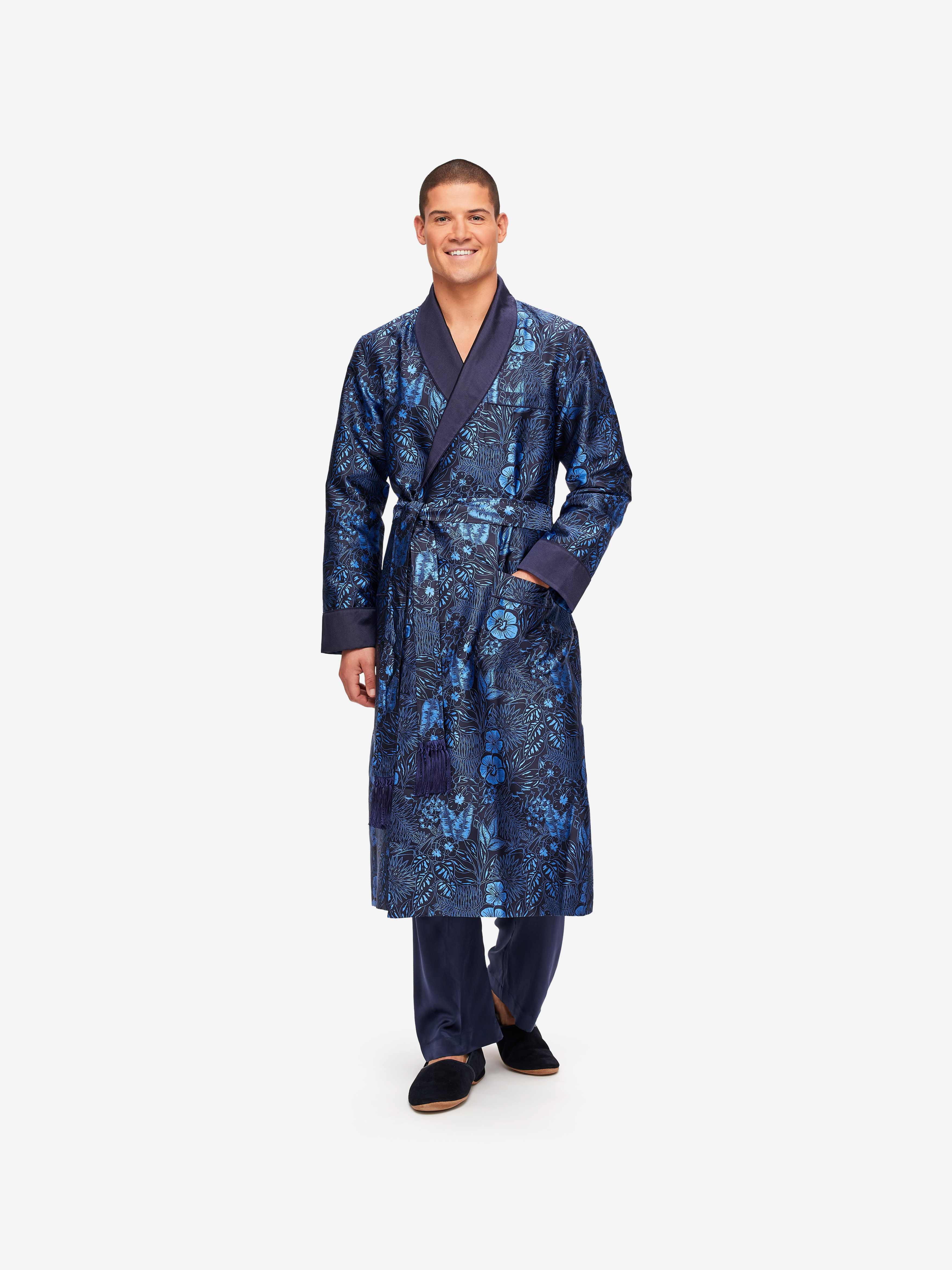 Men's Hooded Robe, Turkish Cotton Terry Hooded Spa Navy Bathrobe –  towelnrobe