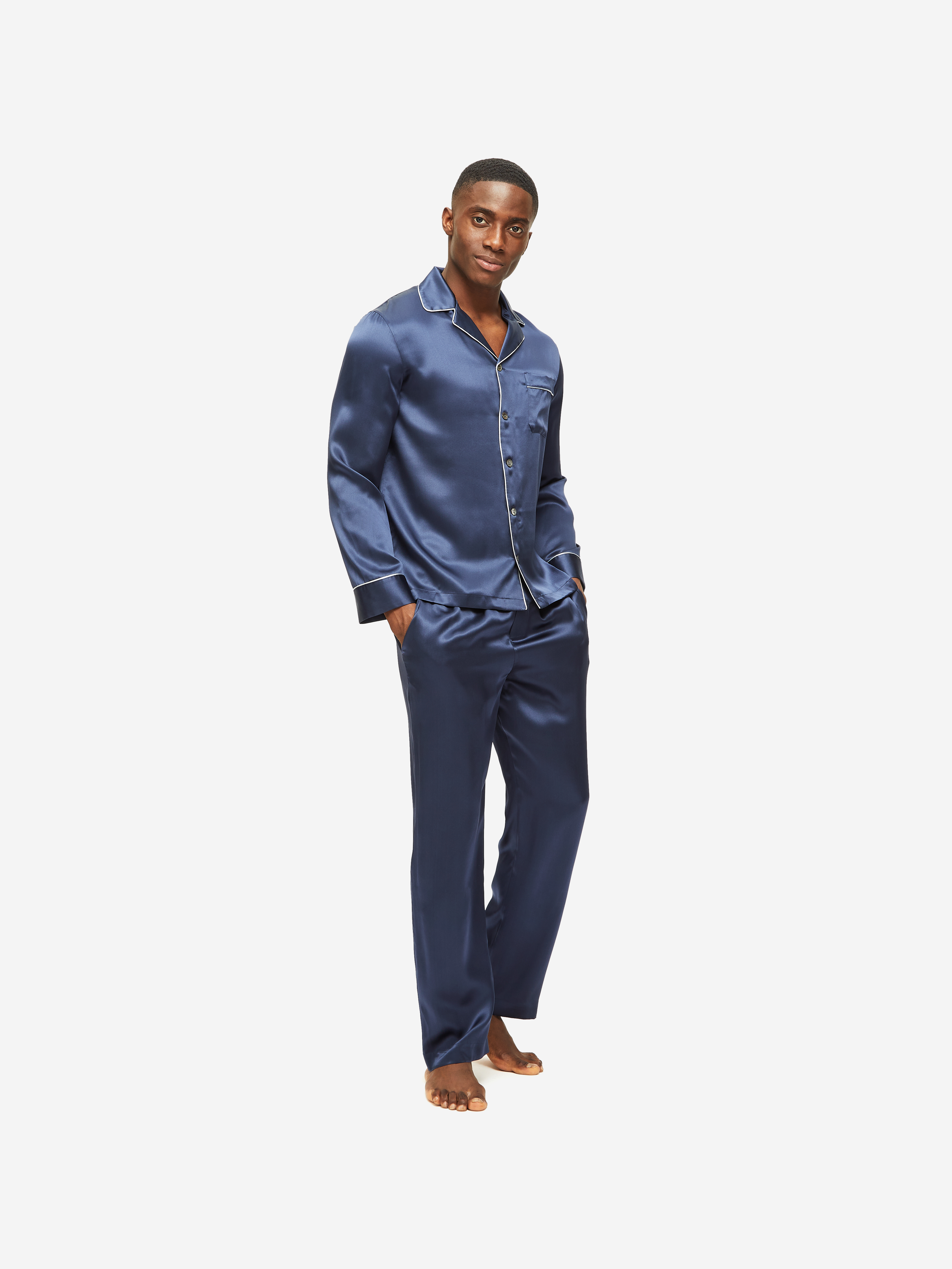 Bailey 1 Silk Satin Navy Men's Regular Fit Pyjamas